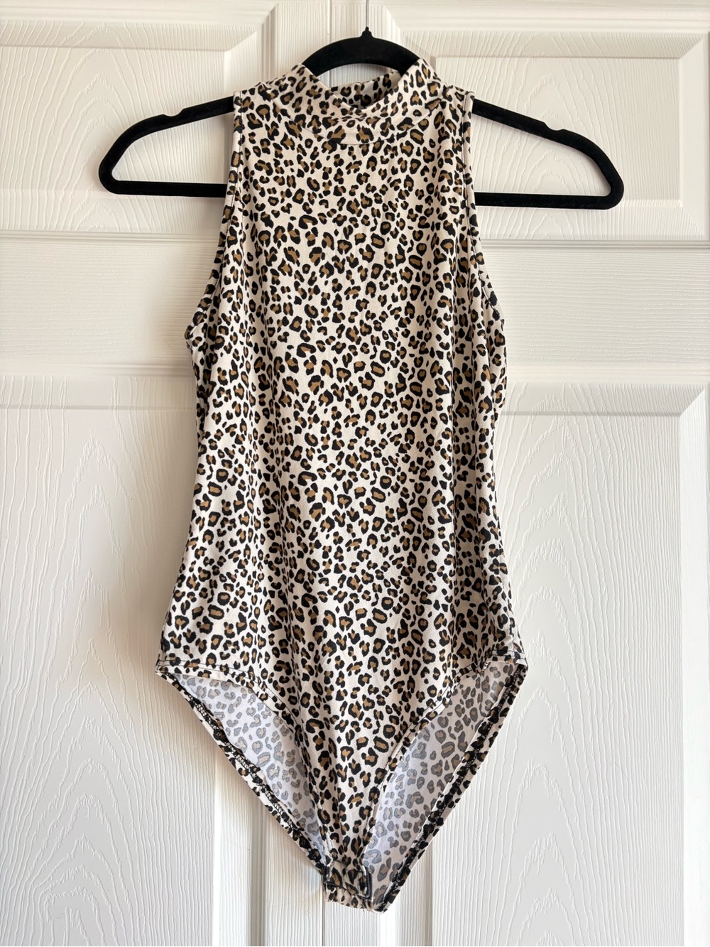 gaze Leopard Animal Print High-Neck Sexy One-Piece Bodysuit Top Size Small